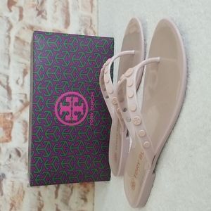 New Tory Burch Studded Jelly Thong Sandals